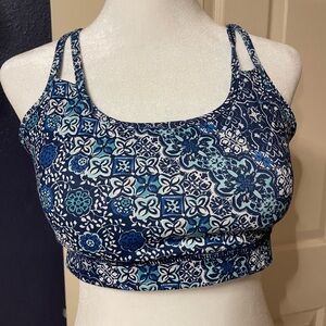Shades of Blue Teal White GAIAM Sports Bra